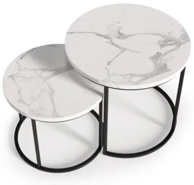 SADA 2x Konferenčný stolík OREO pr. 43/53 cm čierna/dekor mramoru