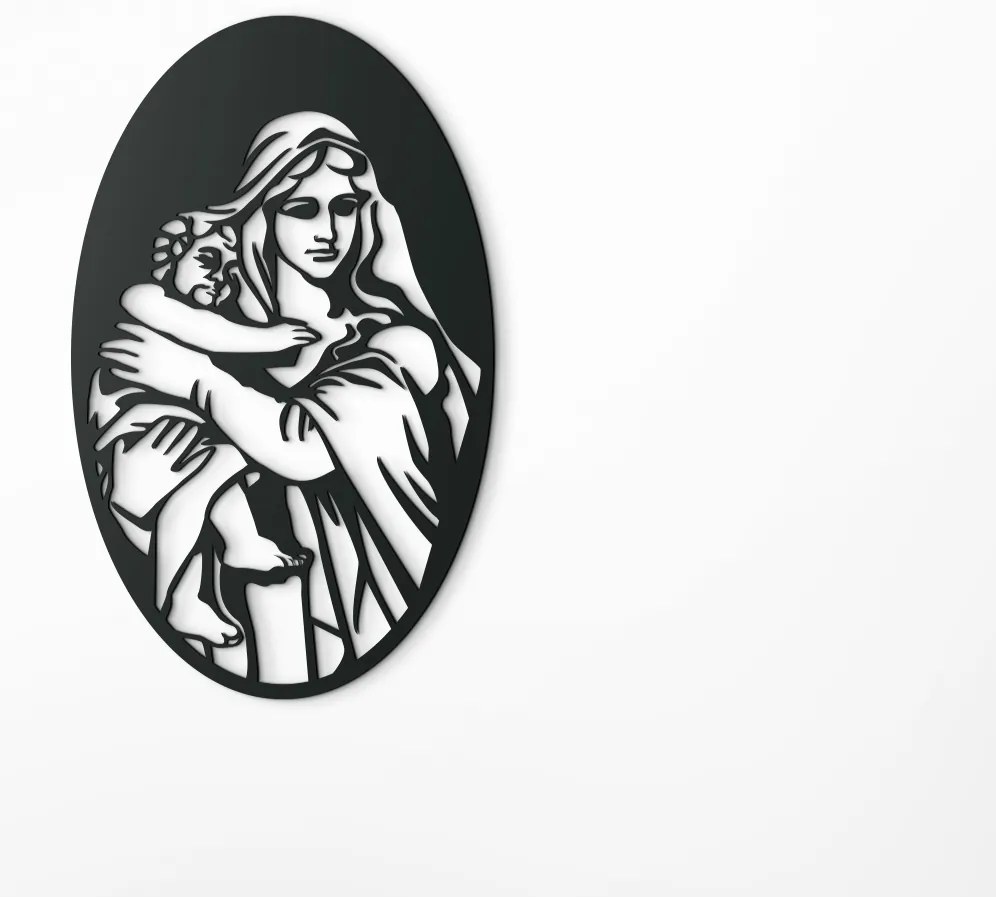 drevko Drevený obraz Mária s Ježiškom Rozmer obrazu: 44,5 x 27,5 cm, Farba dekorácie: Čierna