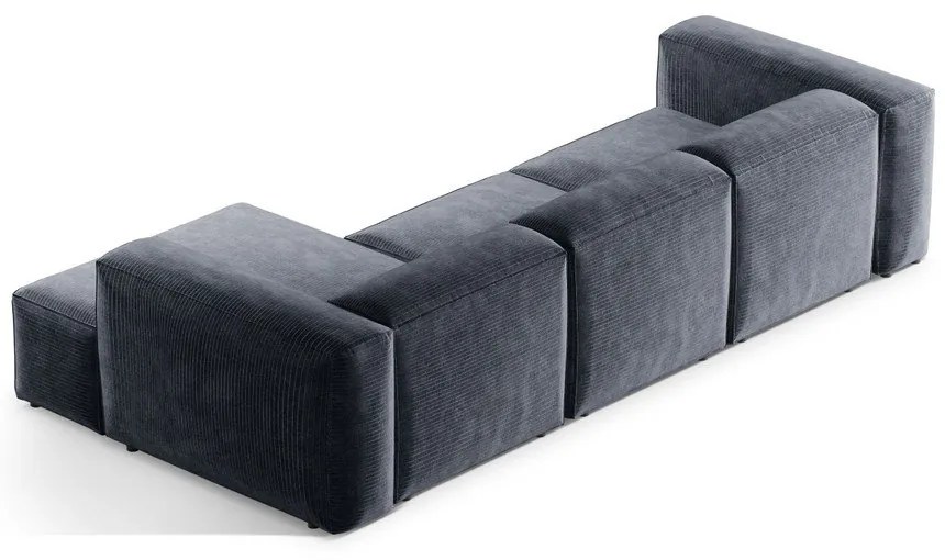 Sivomodrá menčestrová rohová pohovka (pravý roh/s leňoškou) Bergamo – Cosmopolitan Design