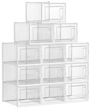 Úložné boxy, 12 ks, priesvitné, 18,5x24,5x35cm, biele