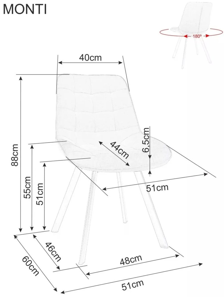 Sametová jídelní židle Monti - výber z 4 prevedení