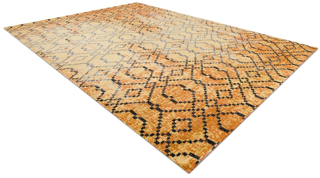 Moderný koberec MUNDO D5751 glamour outdoor oranžovo / čierny