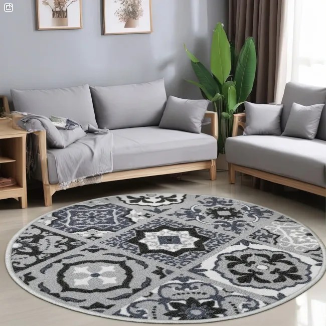 Protišmykový koberec PATCHWORK 19 New sivý
