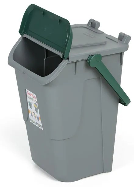 Mobil Plastic Plastový odpadkový kôš na triedenie odpadu ECOLOGY II, 35 l, sivá/zelená