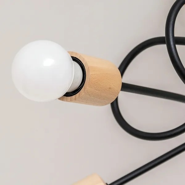 Prisadený luster OXFORD 5xE27/15W/230V borovica/čierna