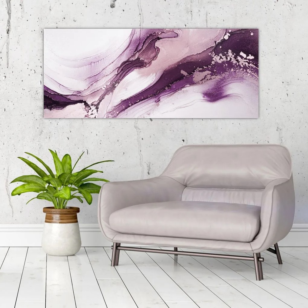 Obraz - Purple fluid art (120x50 cm)