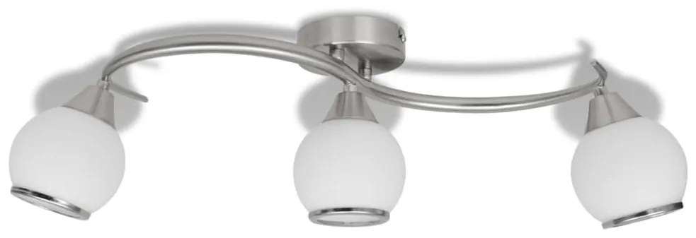vidaXL Stropná lampa so sklenenými tienidlami na zvlnenej koľajnici na 3 žiarovky E14