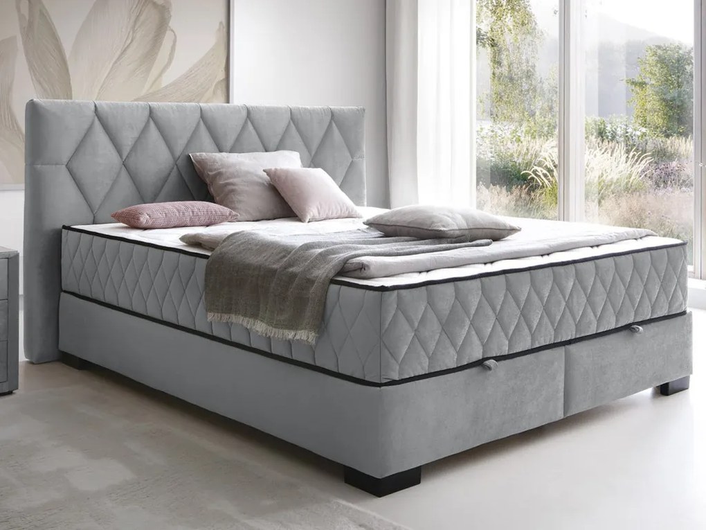 Posteľ Reve 160x200 cm, svetlo šedá látka