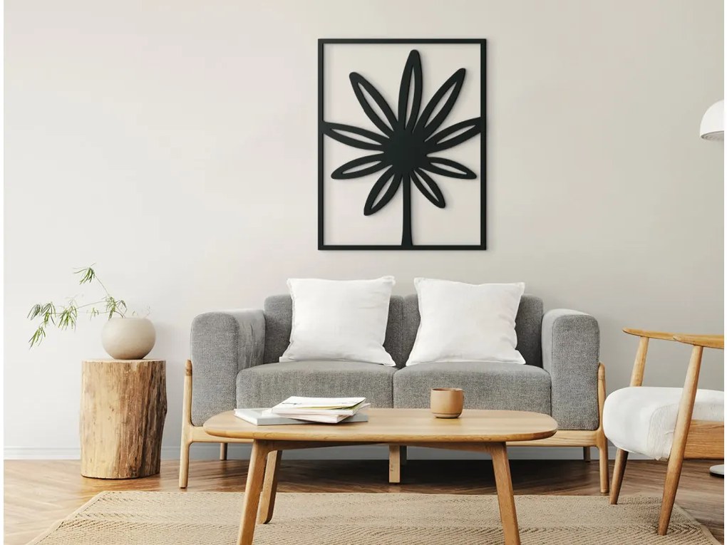 drevko Minimalistický obraz Kvet Rozmer obrazu: 41 x 32,5 cm, Farba dekorácie: Čierna