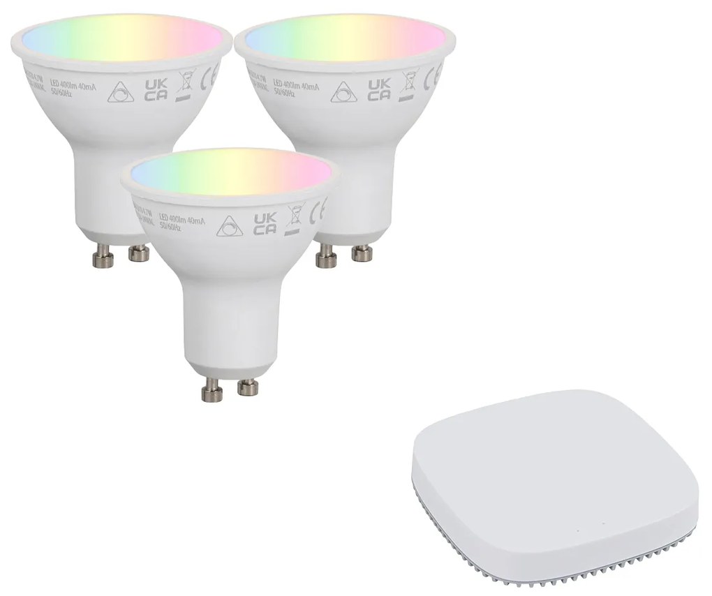 Sada inteligentných stmievateľných LED žiaroviek GU10 4,7 W 400 lm 2700 K – 6500 K vrátane Zigbee Smart Hub