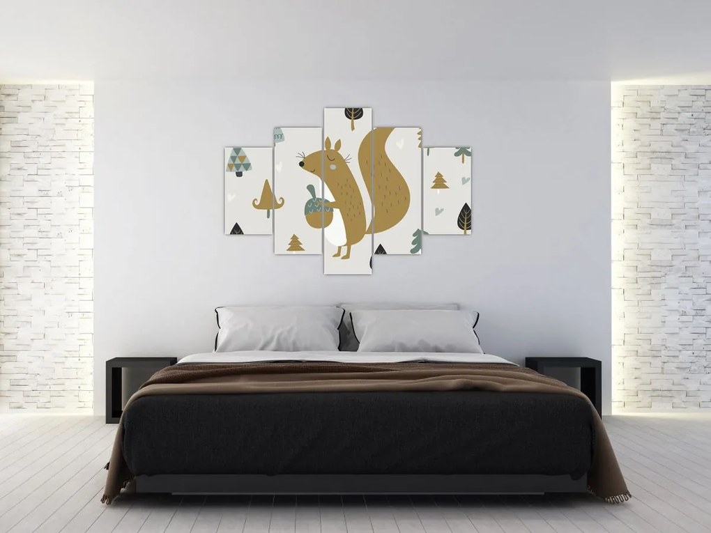 Obraz - Veverička s orieškom (150x105 cm)