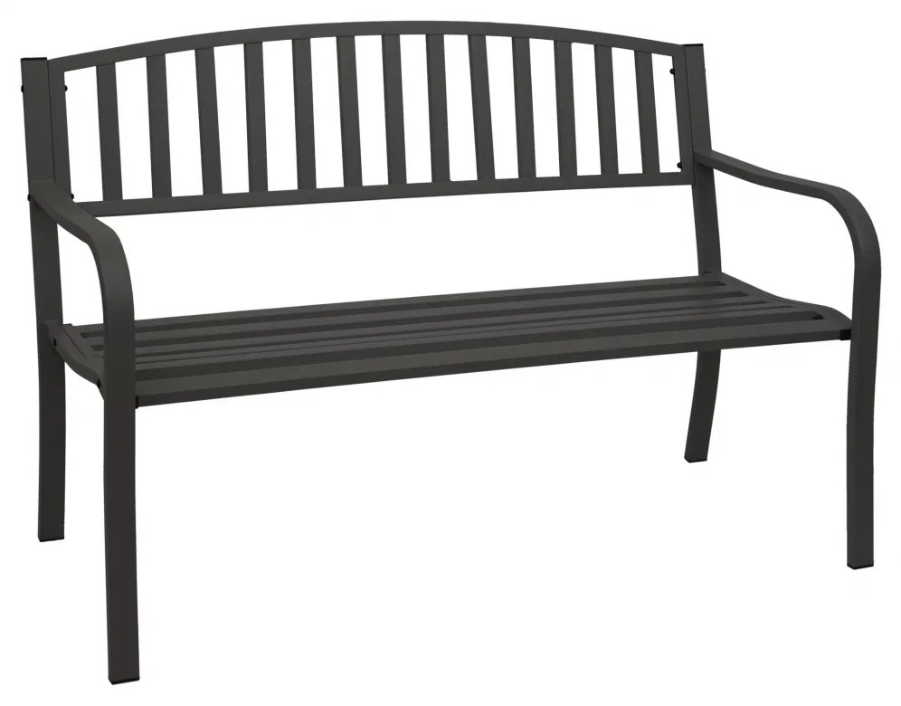 Záhradná lavička F43 2-miestna ~ práškovaná oceľ, 128 cm - Čierna