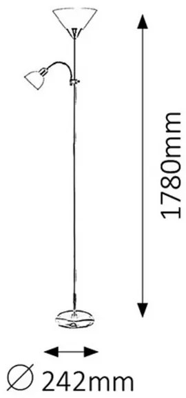 Rabalux Stojacia lampa Action 2xE27/230V/178cm, saténový chróm