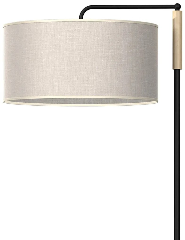 Stojacia lampa Atlanta, 1x ľanové tienidlo, b/drevo