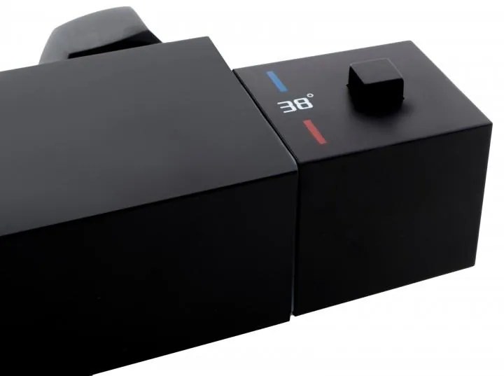 Erga Therm, nástenná sprchová termostatická batéria 150mm, čierna matná, ERG-YKA-BW.GB-THERM-BLK