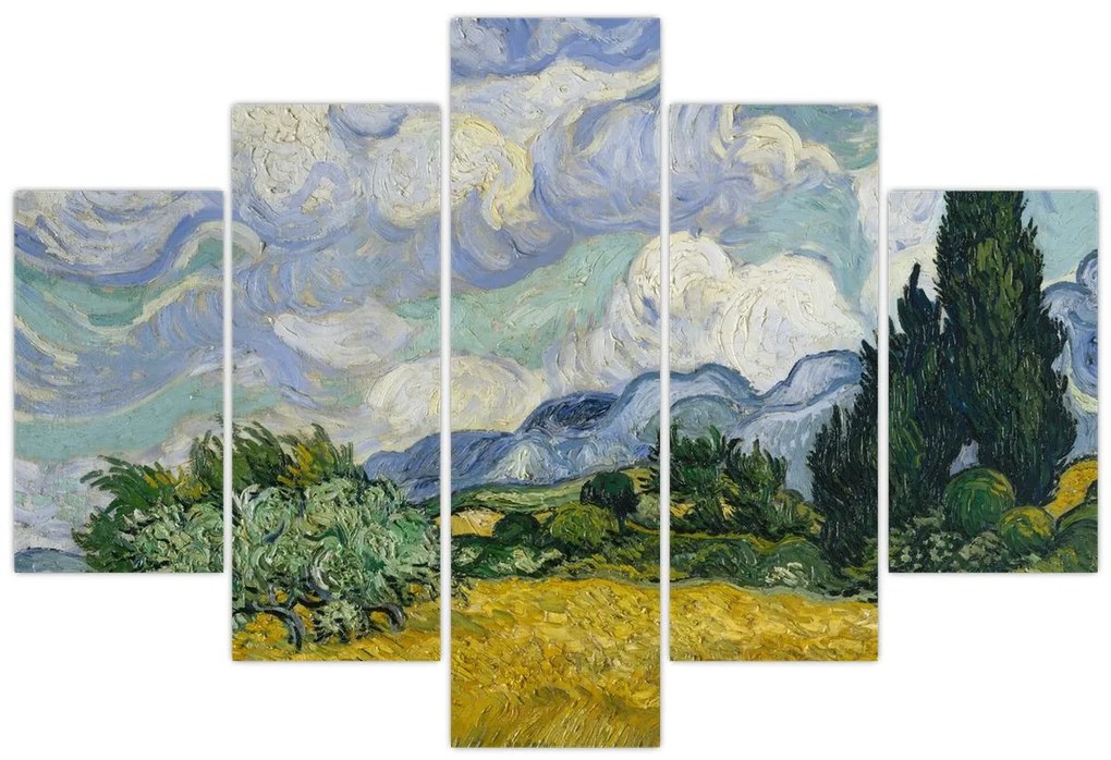 Obraz - Vincent van Gogh, Wheat Field with Cypresses, reprodukcia (150x105 cm)