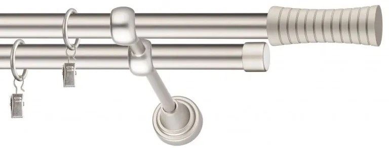 Dekorstudio Chrómová matná dvojradová garniža FEBRIS 19mm Dĺžka: 120cm, Typ uchytenia: Držiak dvojitý modern, Typ príslušenstva: Bez príslušenstva