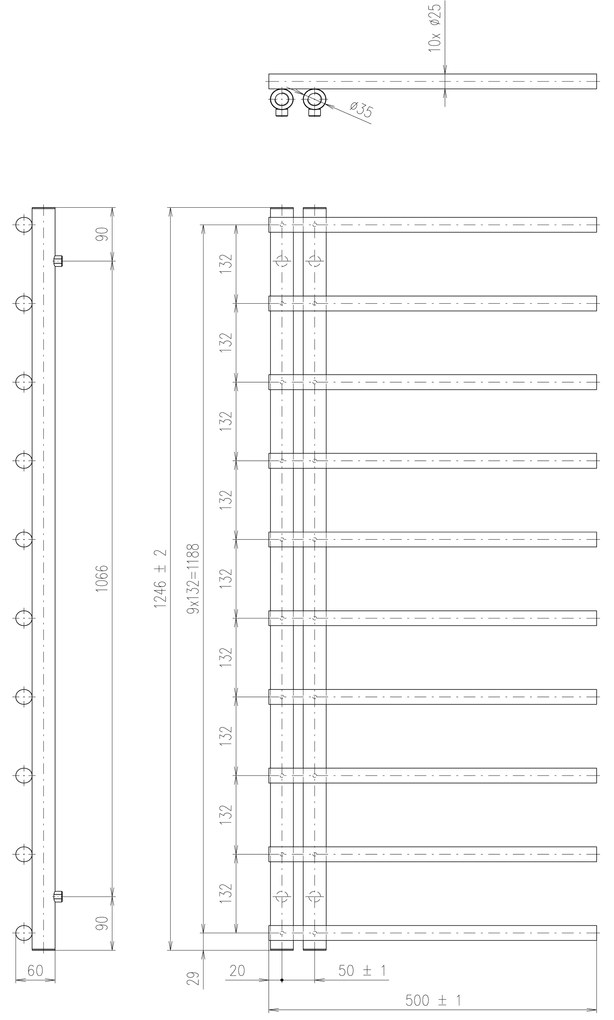 Sapho Sapho, JUSTINA vykurovacie teleso 500x1246 mm, biela mat, IR546W