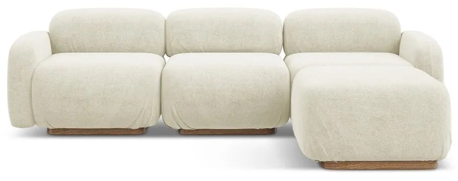 Krémovobiela modulárna rohová pohovka z textílie buklé Ailani – Makamii