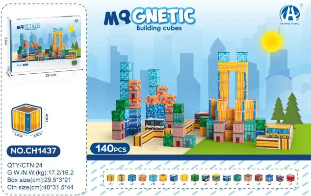 Magnetická stavebnica MAGNETIC Mesto, 140 dielikov