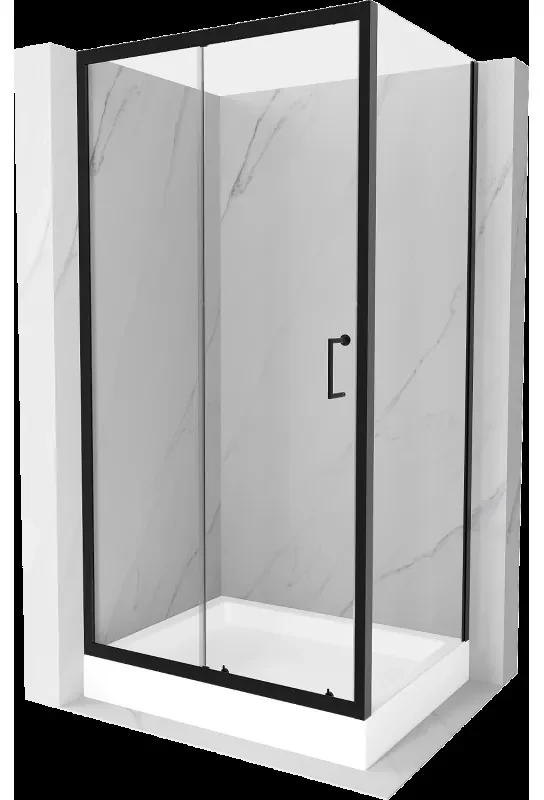 Mexen Apia sprchová kabína, posuvné dvere 120 x 80 cm, transparentnéné, čierna + závesný bidet Rio - 840-120-080-70-00-4510