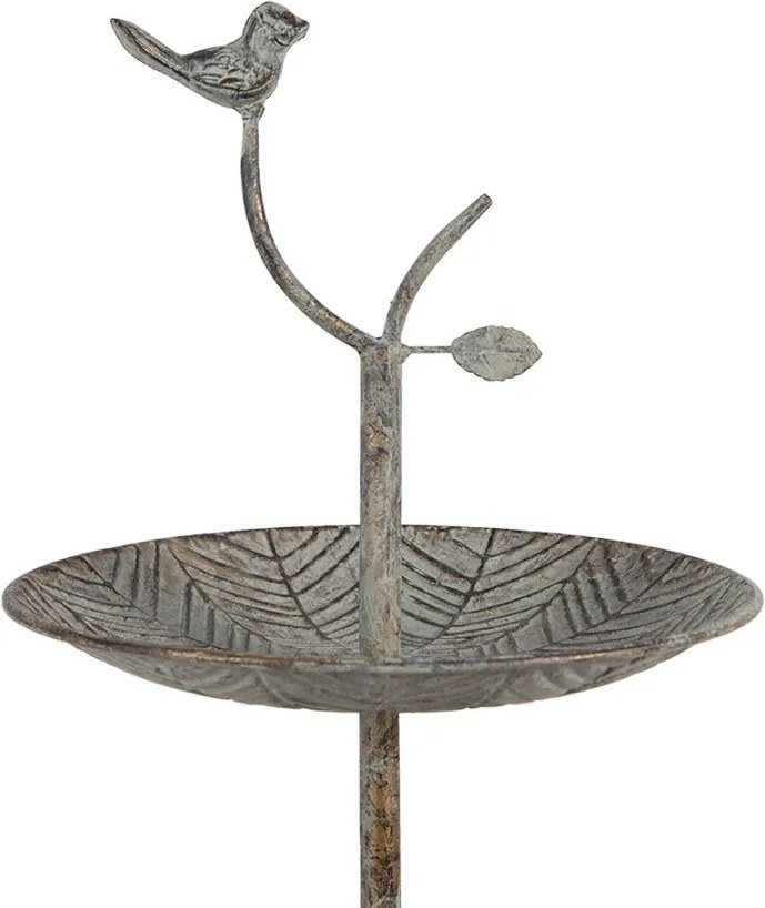 Zelenohnedý kovový dekoračný etažér s vtáčikmi Birdi - Ø 26*48 cm