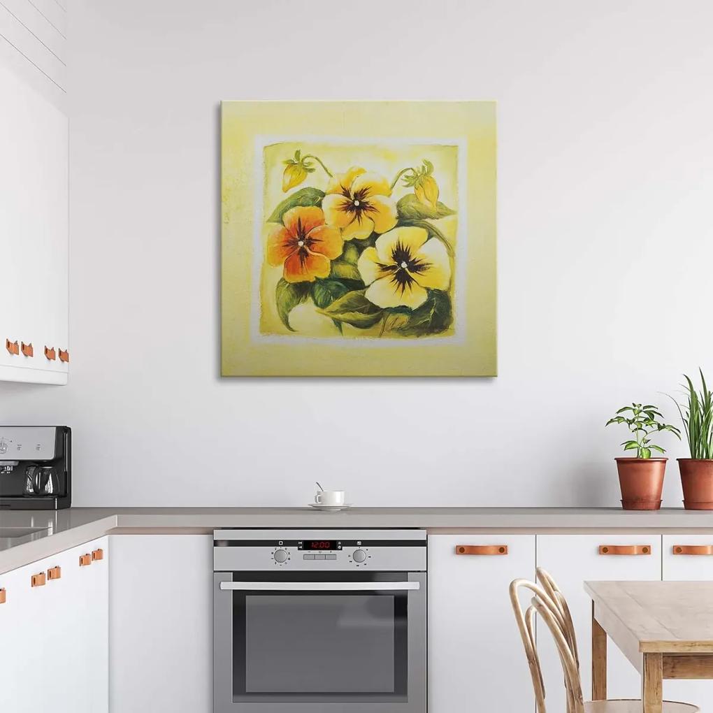 Obraz na plátně Květiny Příroda Žluté macešky - 60x60 cm