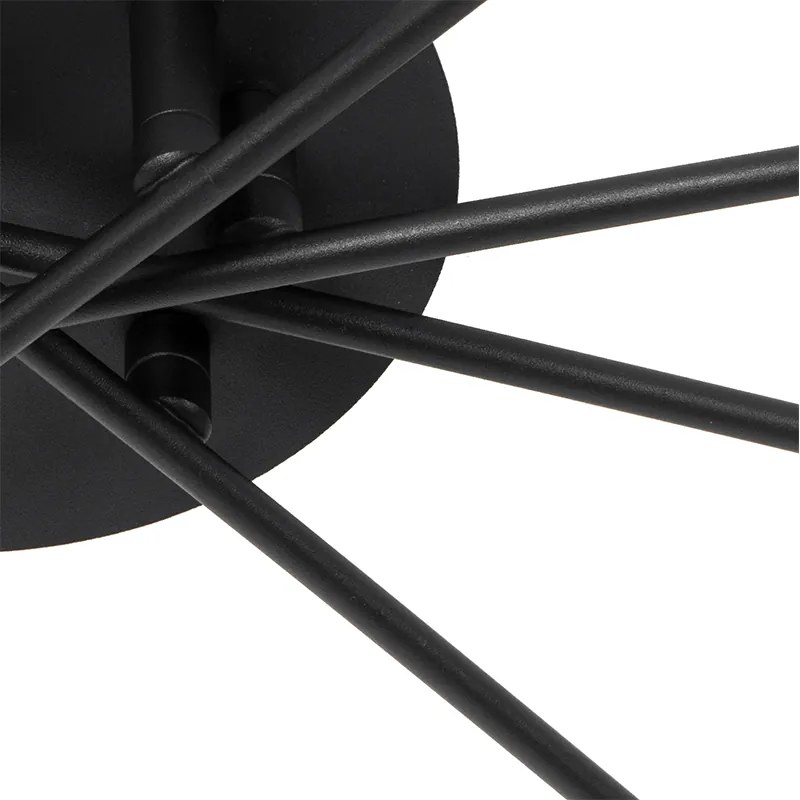 Moderné stropné svietidlo čierne 8-žiarovkové s dymovým sklom - Atény