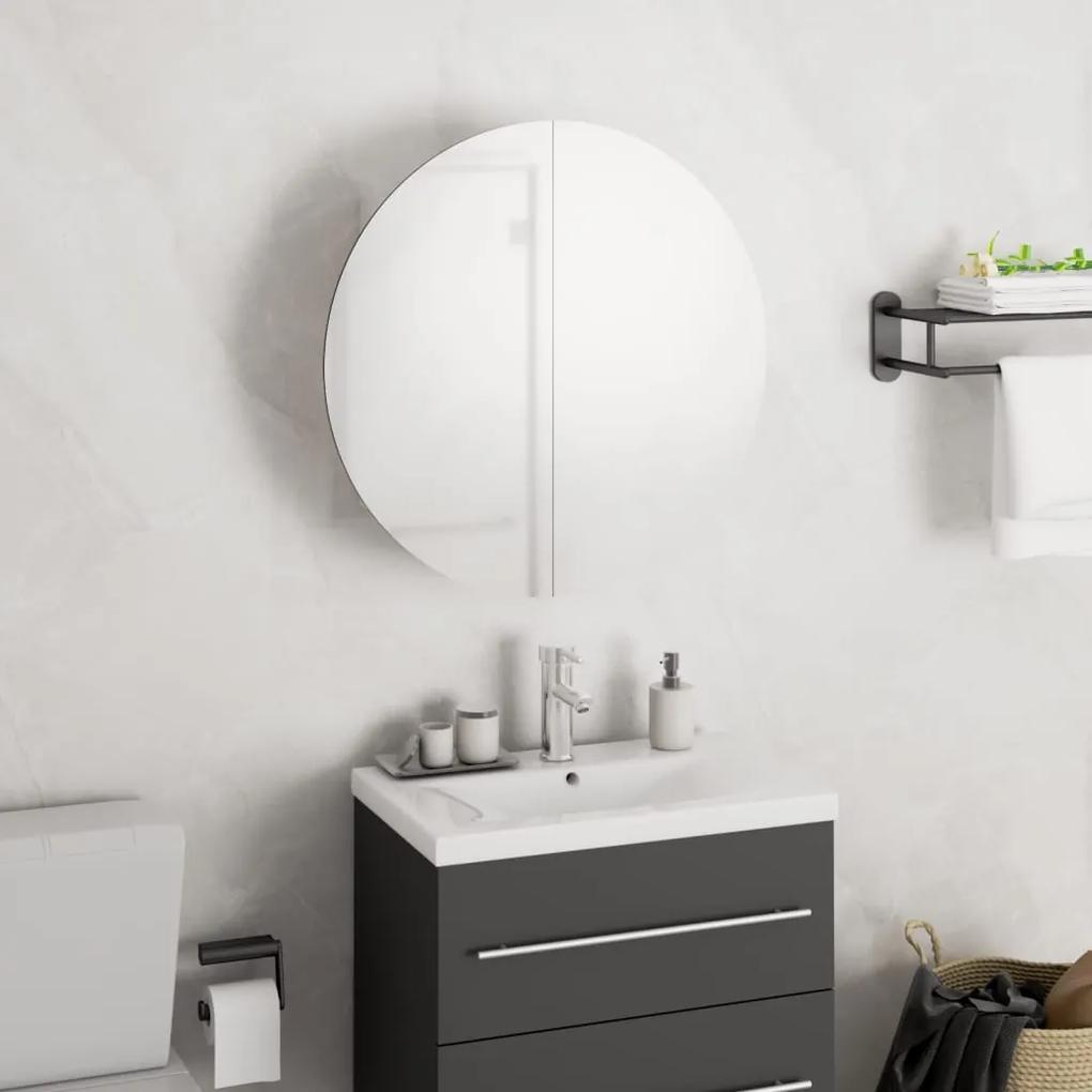Kúpeľňová skrinka s okrúhlym zrkadlom a LED biela 40x40x17,5 cm 345579