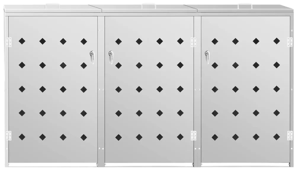 Prístrešok na trojitý odpadkový kôš nehrdzavejúca oceľ 240 l