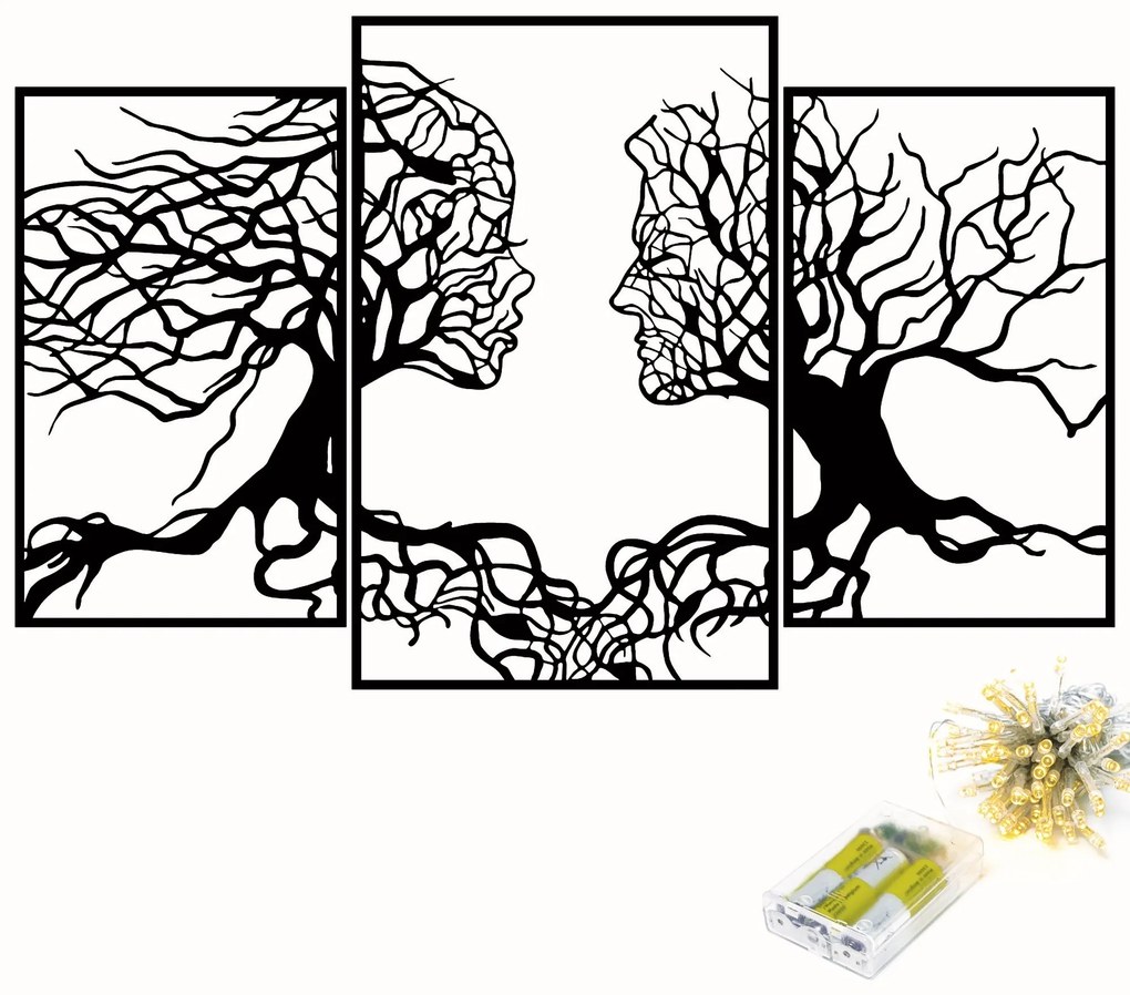 Nástenná kovová svetelná dekorácia Stromová Postava čierna