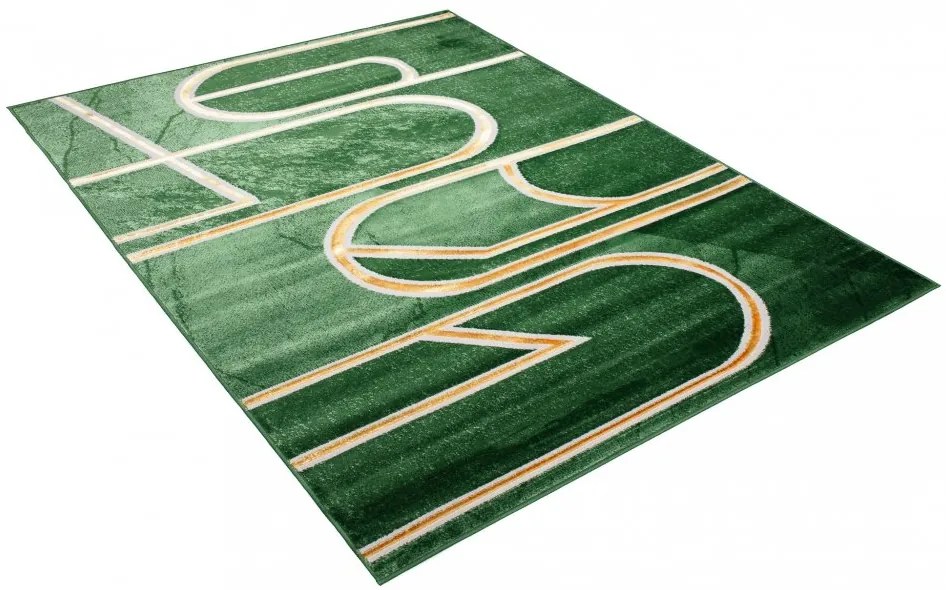 Originálny moderný zelený koberec so zlatým vzorom Šírka: 80 cm | Dĺžka: 150 cm