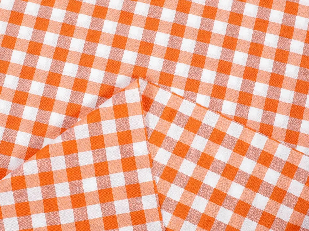 Biante Dekoračný behúň na stôl Rebeka RE-005 Oranžovo-biela kocka stredná 45x140 cm