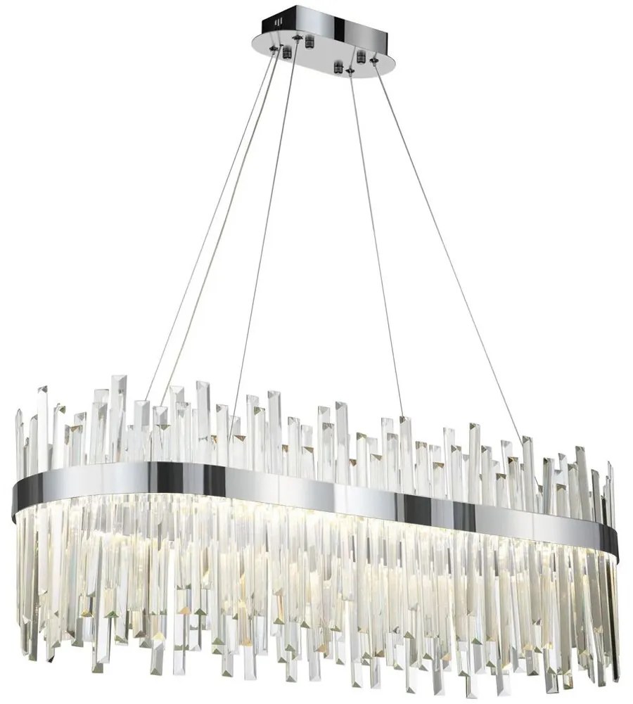 Toolight Toolight, LED krištáľové svietidlo 80x35 cm, 62W, APP1514-CP80, chrómová, OSW-03262