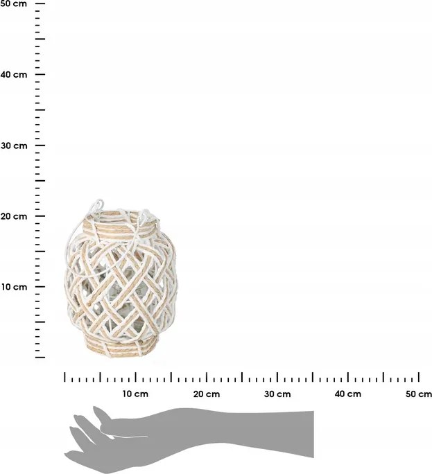 Pletená lucerna LAMPO 20 cm bílá