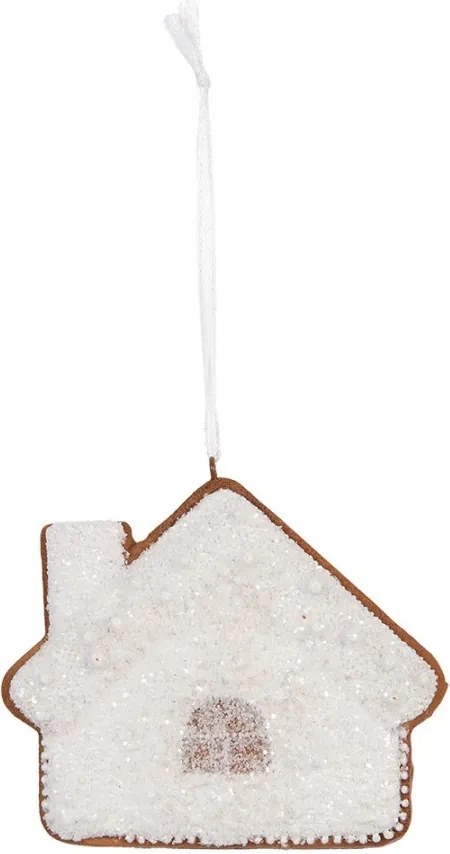 Závesná dekorácia zasnežená perníková chalúpka Frosted Ginger - 9*1*8 cm