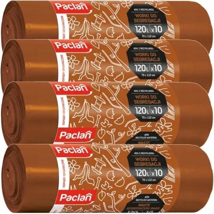 4x vrecia na odpad 120 l 10 ks hnedé na segregáciu biologicky odbúrateľné PACLAN