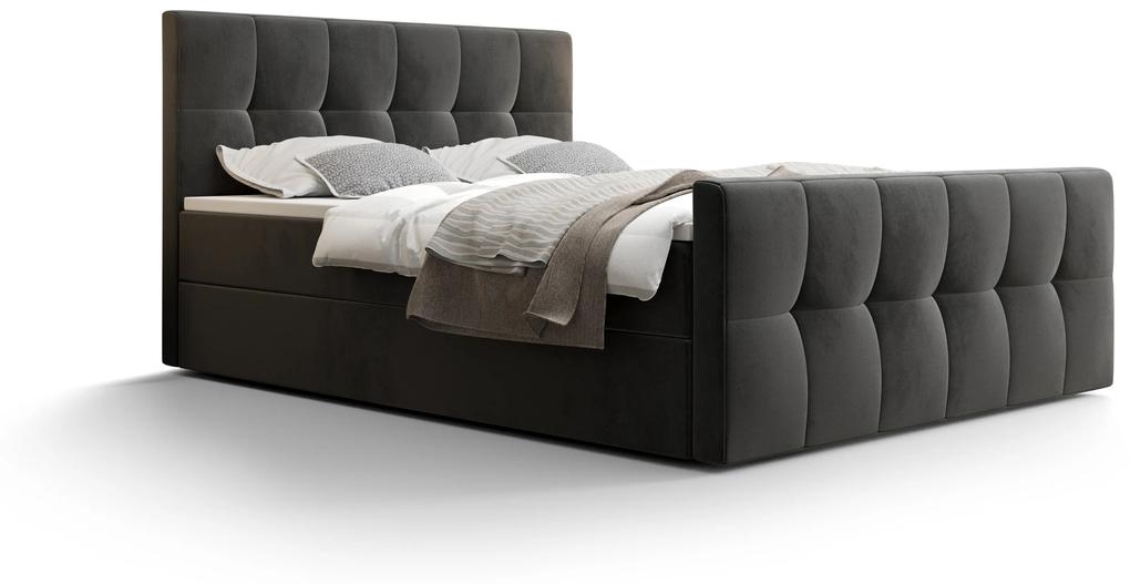 Manželská posteľ Boxspring 160 cm Macheta Comfort (tmavosivá) (s matracom a úložným priestorom). Vlastná spoľahlivá doprava až k Vám domov. 1056146