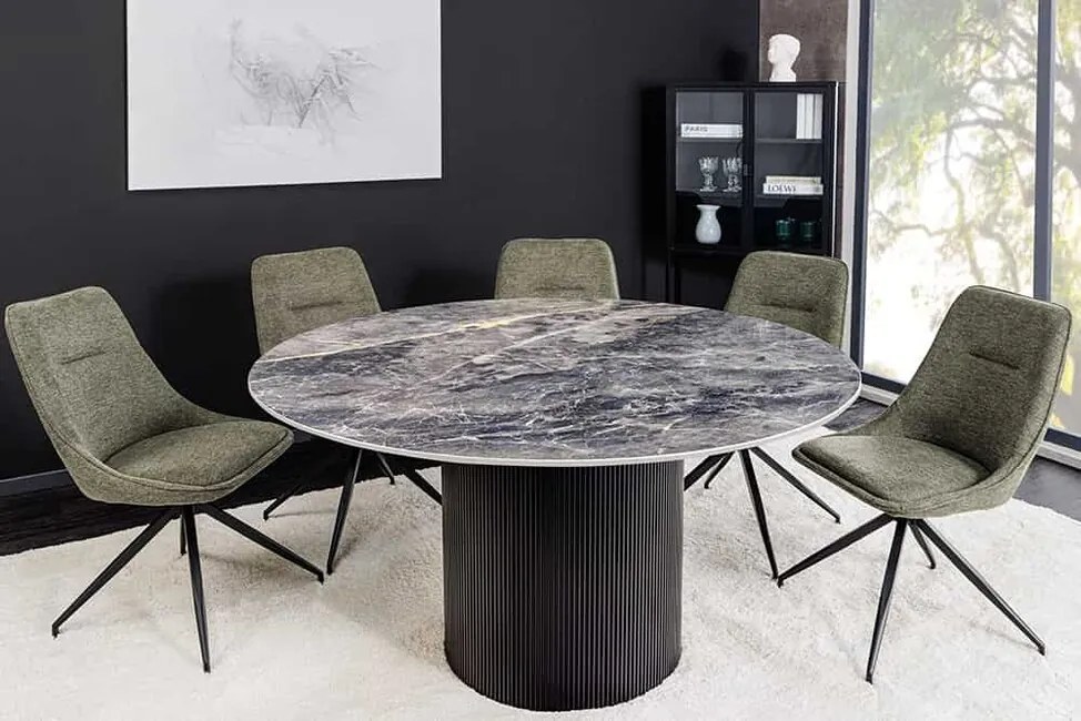 Okrúhly keramický jedálenský stôl Messina čierna 120cm