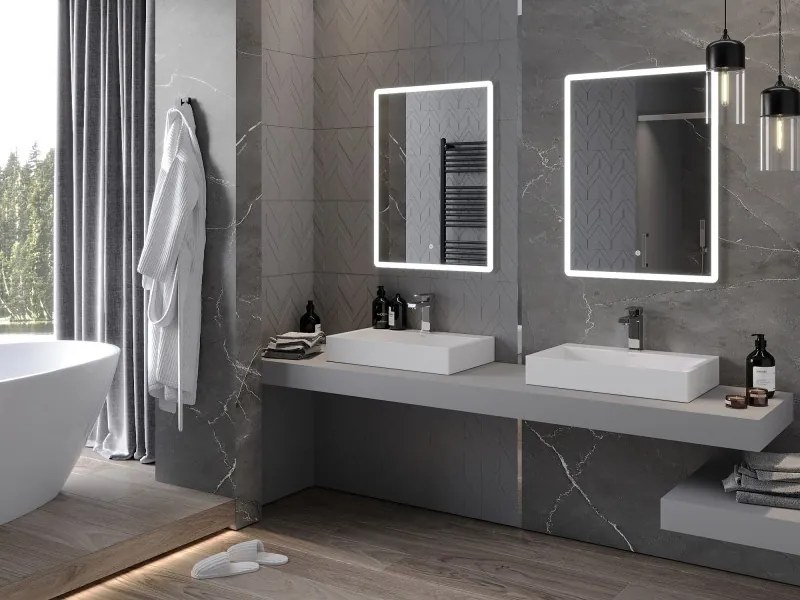 Mexen Navia osvetlené kúpeľňové zrkadlo 60 x 80 cm, LED 6000K, proti pareniu - 9803-060-080-611-00