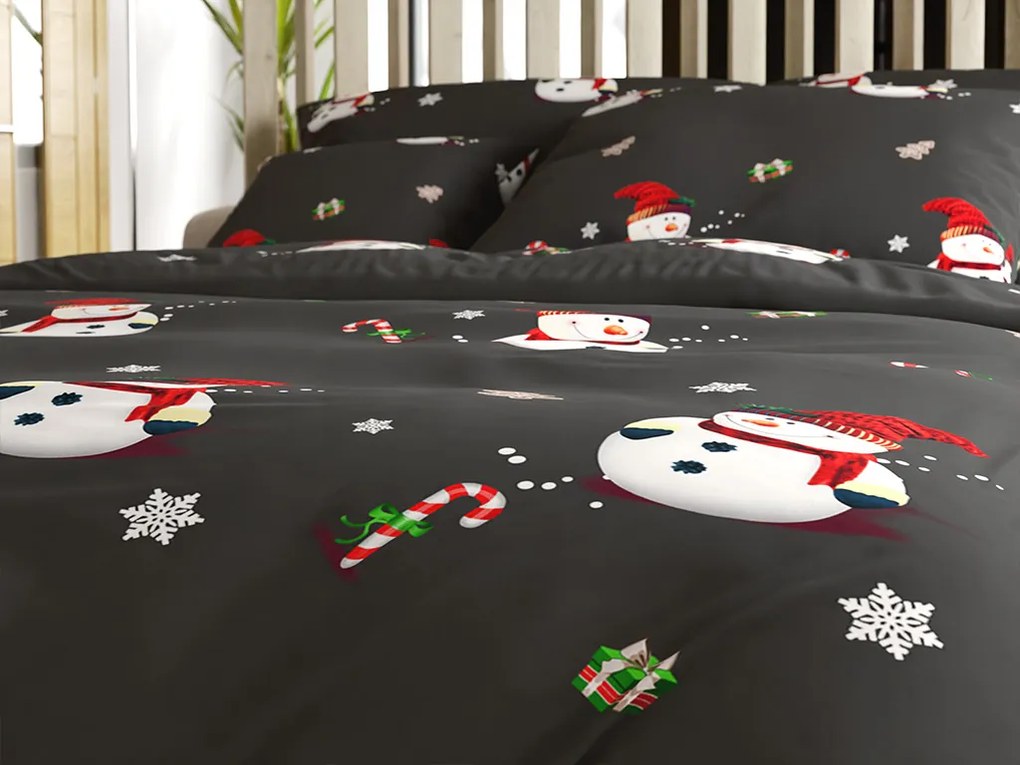 Obliečky z mikrovlákna Biely snehuliak čierne Rozmer obliečky: 70 x 80 cm | 140 x 200 cm