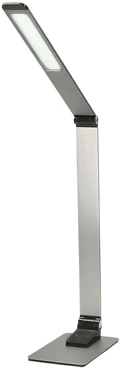Solight LED stmievateľná stolná lampa, 11 W, teplá studená biela, USB port, strieborná