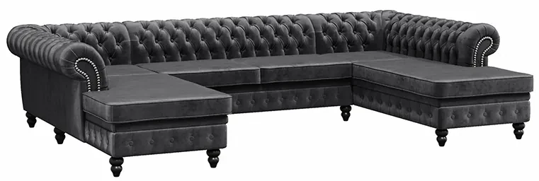 PROXIMA.store - Luxusná sedačka CHESTERFIELD LONG U FARBA NÔH: čierna, DRUH LÁTKY: TORRE - 17, FARBA OZDOBNÝCH ŠPENDLÍKOV: barok
