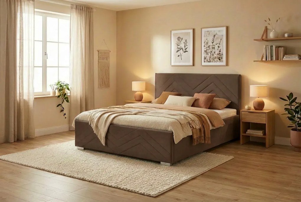 Postel CINDY 120x200 cm Hnedá S matracom