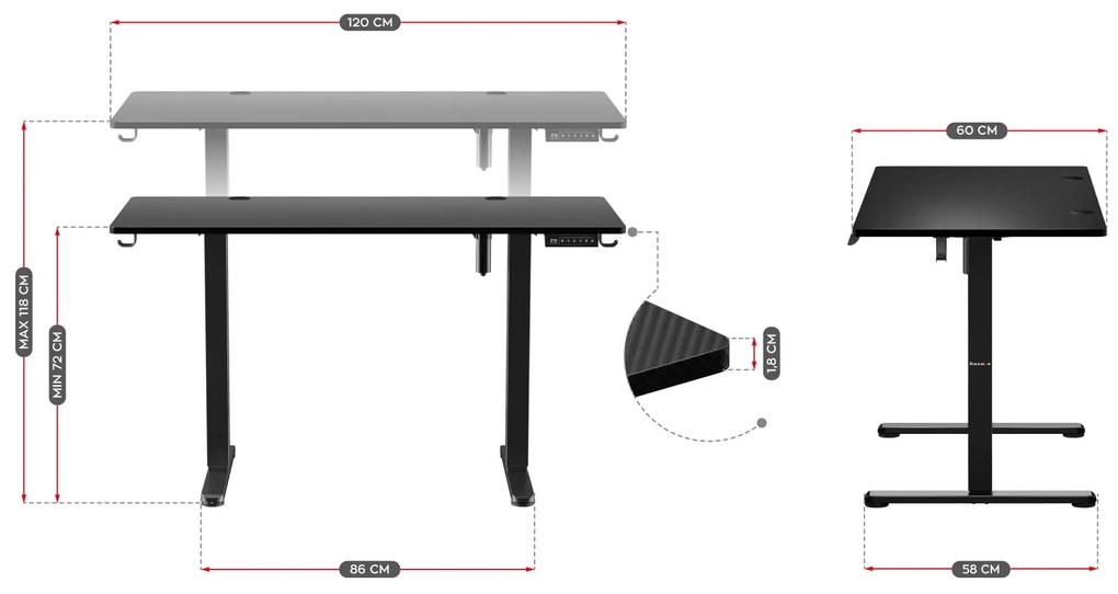 Elektrický stôl Huzaro Hero 8.2 Black