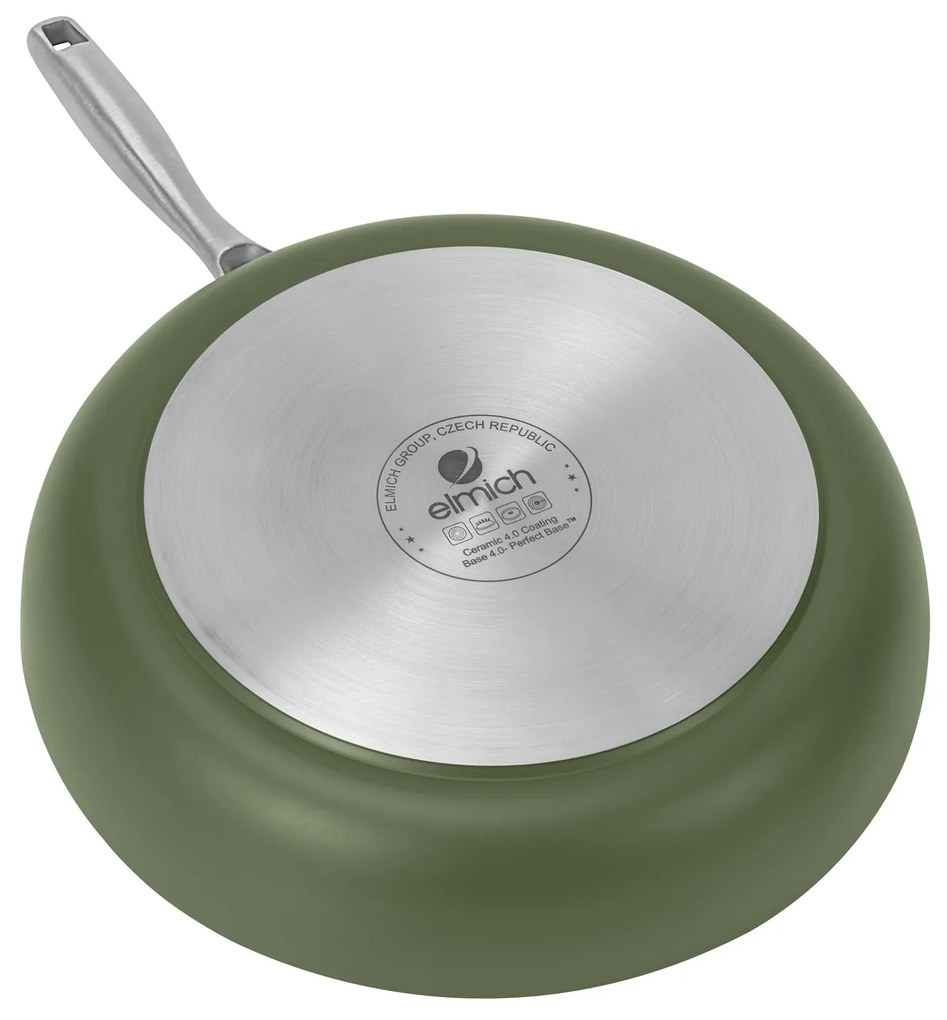 Elmich Nepriľnavá keramická panvica Vital Ø 26 cm - olivovo zelená