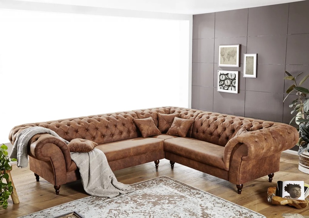 Bighome - LEA rohová sedačka, hnedá