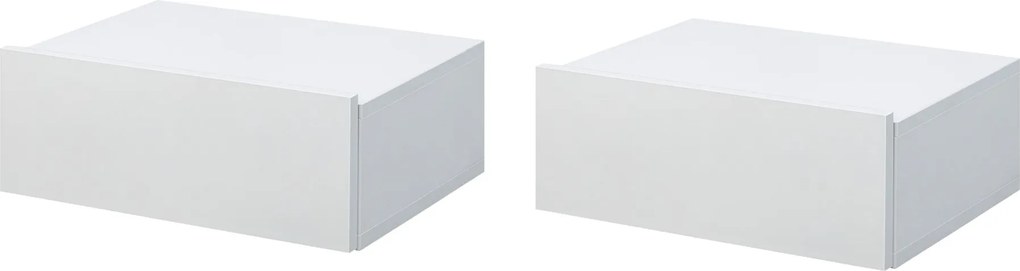 HOMCOM Set 2 Závesných Nočných Stolíkov s 1 Zásuvkou Moderný Dizajn na Stenu pre Spálňu 40x30x15 cm Biele | Aosom