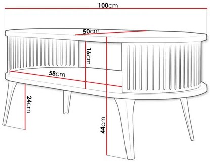 Konferenčný stolík Mezanoa (čierna + molet). Vlastná spoľahlivá doprava až k Vám domov. 1122650