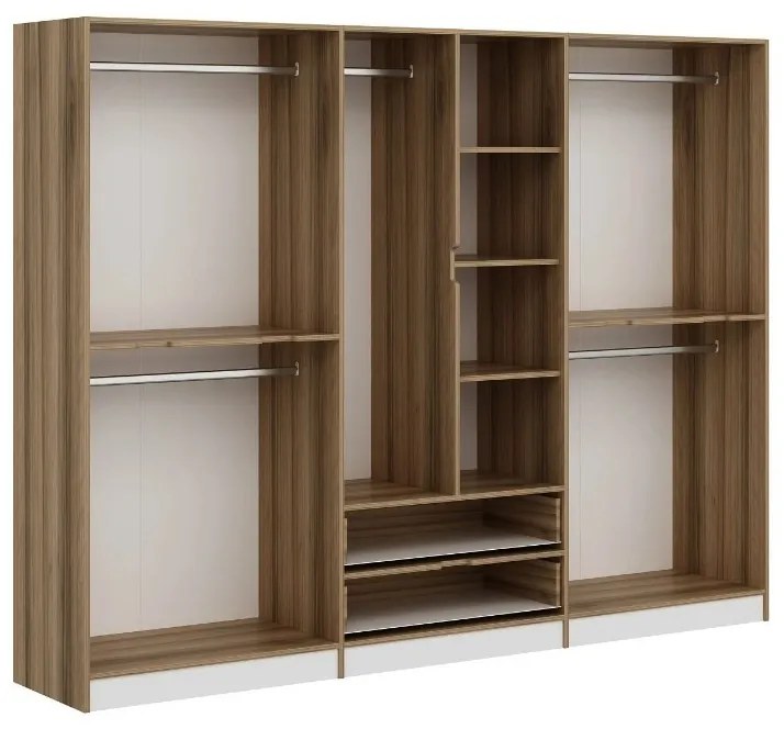 Šatníková skriňa Elina 270 cm biela/orech